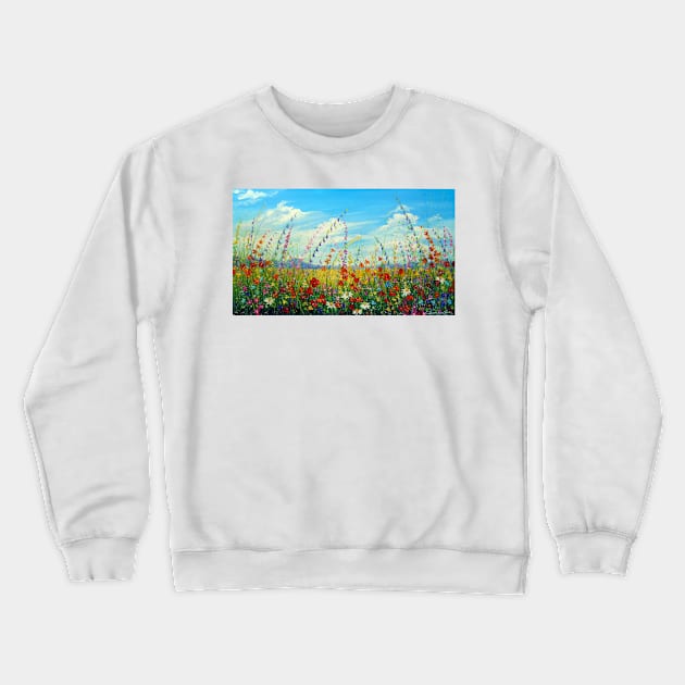 Field of summer flowers Crewneck Sweatshirt by OLHADARCHUKART